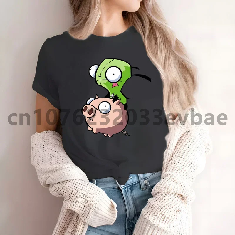 Kawaii мультфильм Invader Zim Alien Женщины Новая мода хип-хоп футболка для мужчин женщин