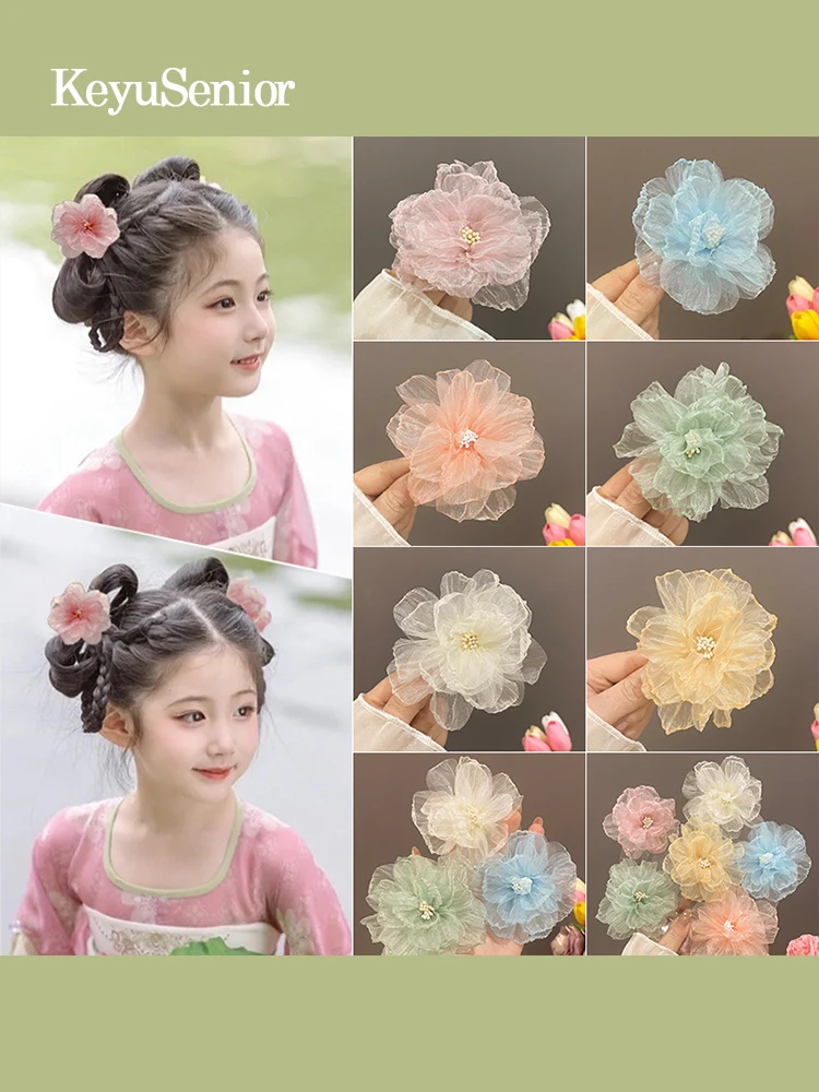 Древний головной убор для девочек Hanfu заколка волос с цветком женский цветочным