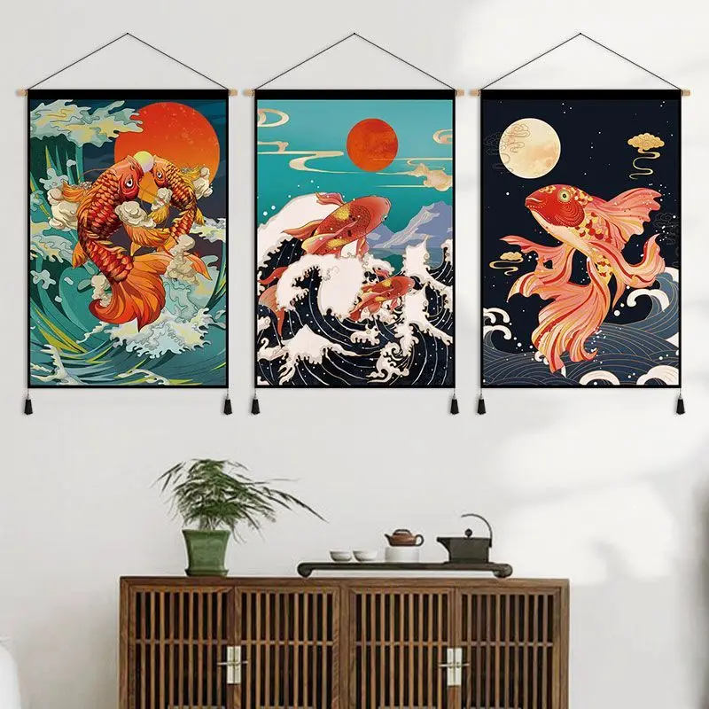 Традиционные картины в китайском стиле с прокруткой кои дракон декор для
