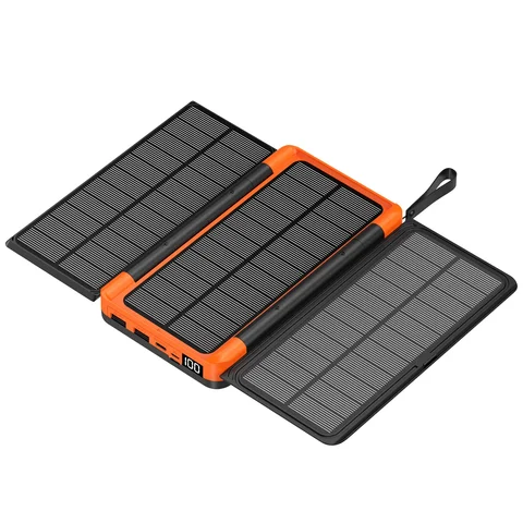 20000 мАч Solar Power Bank Qi Беспроводное зарядное устройство 3 Складной внешний аккумулятор на солнечной панели для iPhone 16 15 14 13 12 Huawei Xiaomi Poverbank