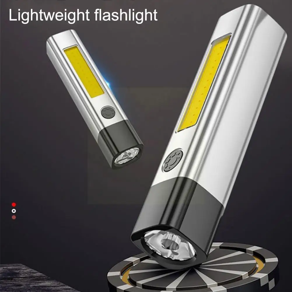 

1200mah Cob Mini Flashlight Stepless Dimming Flashlight Light Camping Cycling Usb Lanterna Torch Waterproof Rechargeable Li M0f1