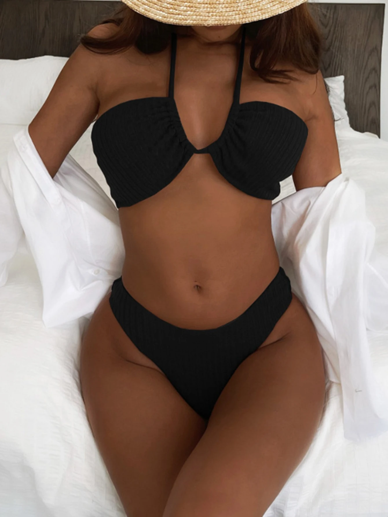 

Бикини из двух предметов, новинка 2022, черный женский купальник, сексуальный летний купальник, пляжные шорты, высококачественный комплект би...