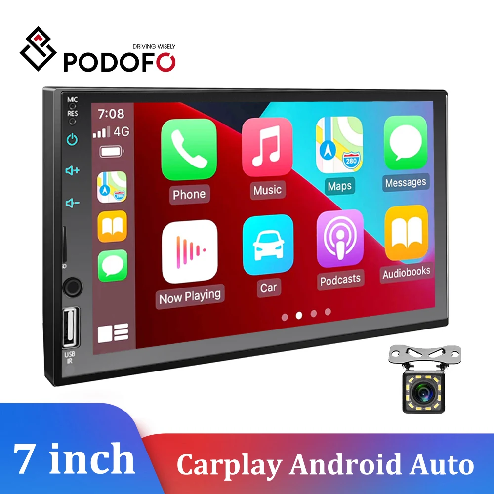 

Podofo 2 Din Car Radio Carplay 7" Touch Screen Autoradio Multimedia Video MP5 Player 2din Car Stereo Android Auto AUX BT SD/TF