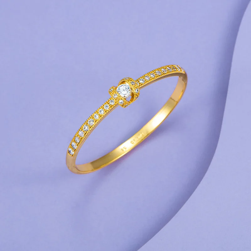 

Advanced 24K Gold Plating Bracelets Charm Shiny Zircon Gilding Bangle For Women Girl Fashion Pave CZ Jewelry Nobility Bracelet