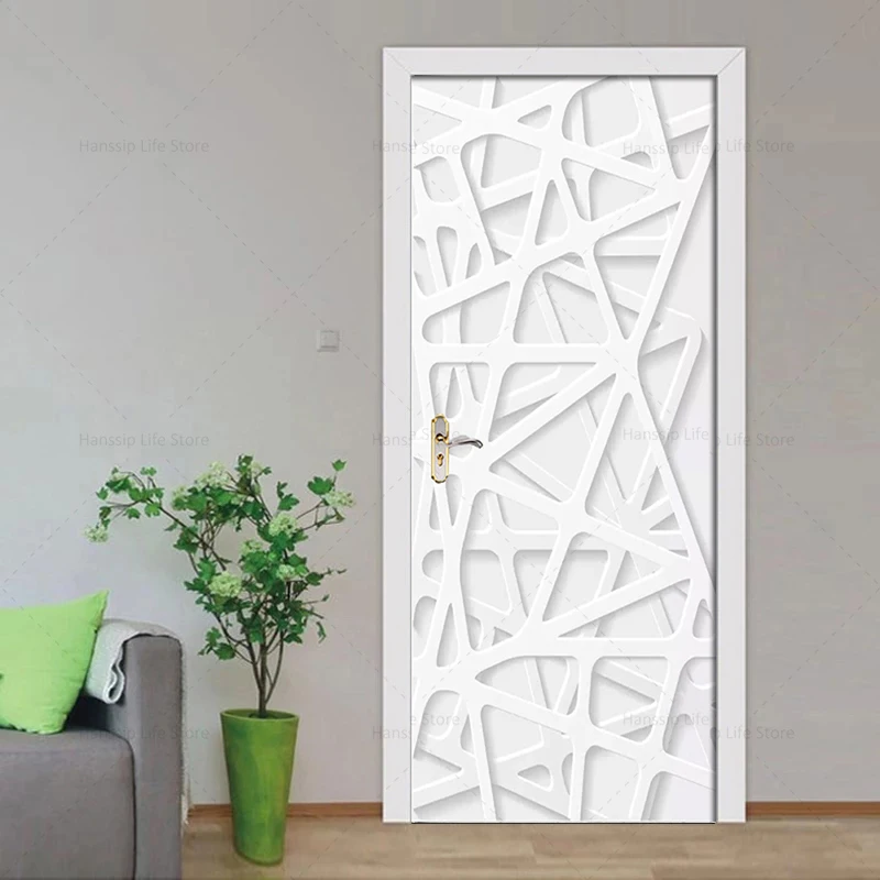 3D Трехмерная Геометрическая дверная наклейка черный и белый стиль подходит для