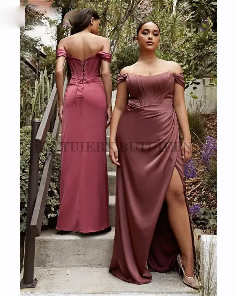 

Mermaid Bridesmaid Dresses Off The Shoulder Women Sweetheart Side Split Girl Dress Wedding Party Formal