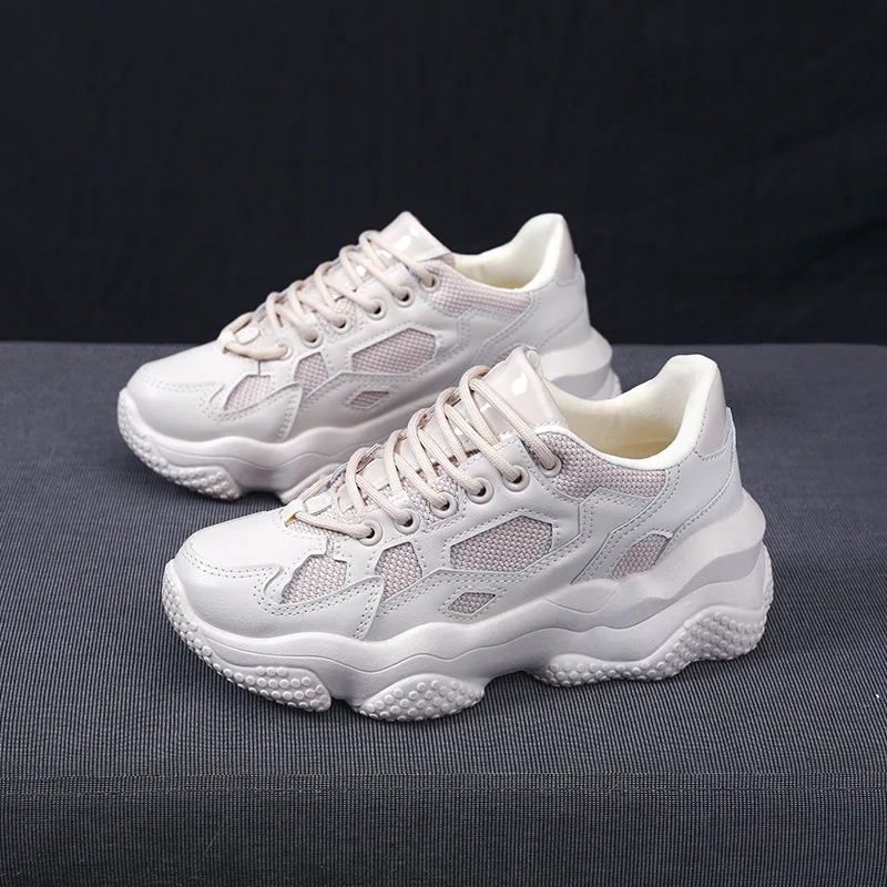 

Sneakers Women Spring Thick Bottom Daddy Shoes Thick Bottom Round Toe Breathing Leisure Women Shoes Large sizecvb6