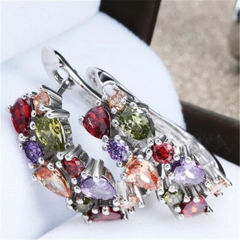 

irregular rhinstone earrings French fashion slim U-shaped earrings female micro - zircon unique hoop earrings for women