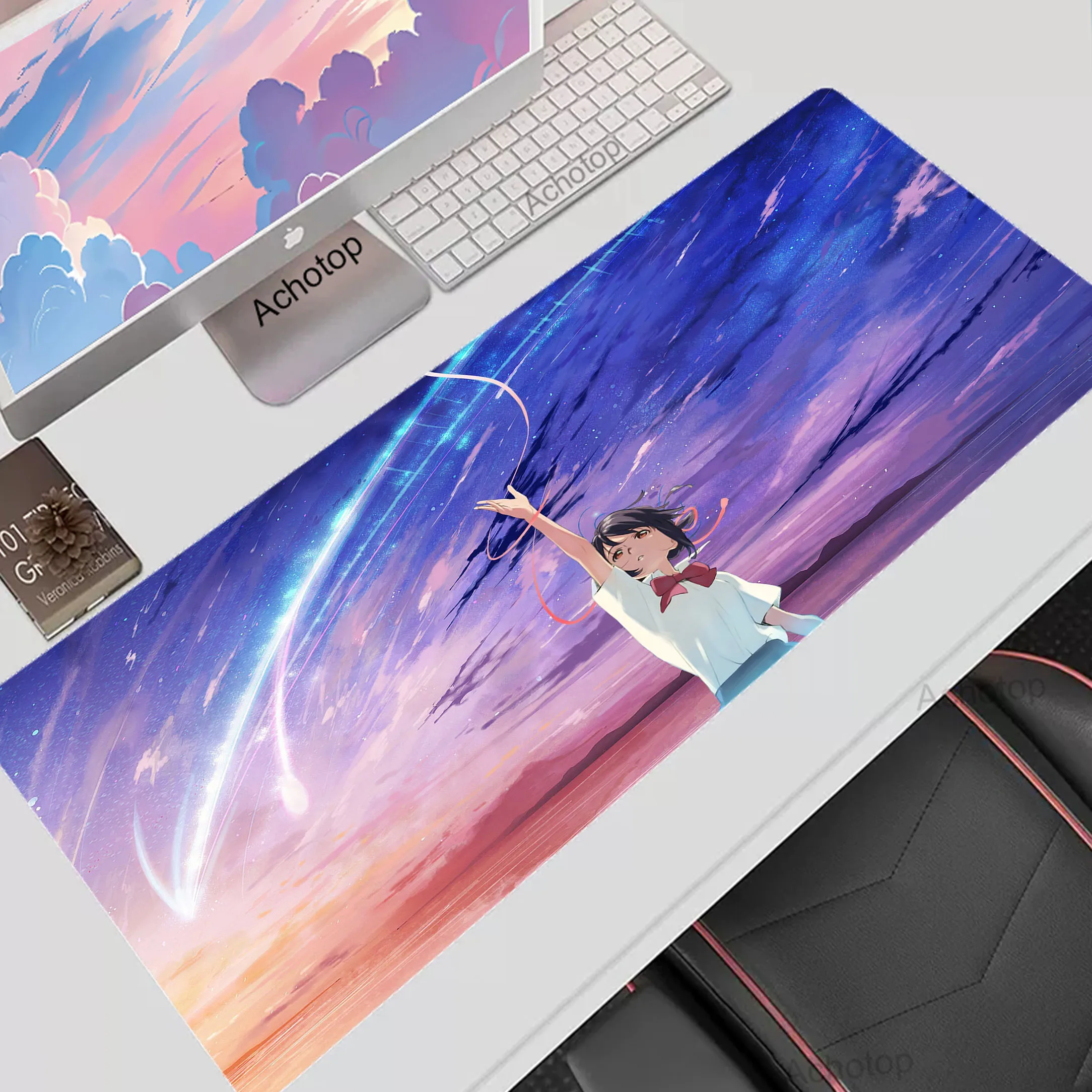 

Computer Mousepad Notebook Keyboard Mouse Mat 90x40cm Your Name Large Soft Rubber Deskmat Office Mouse Pad Overlock Mousemat