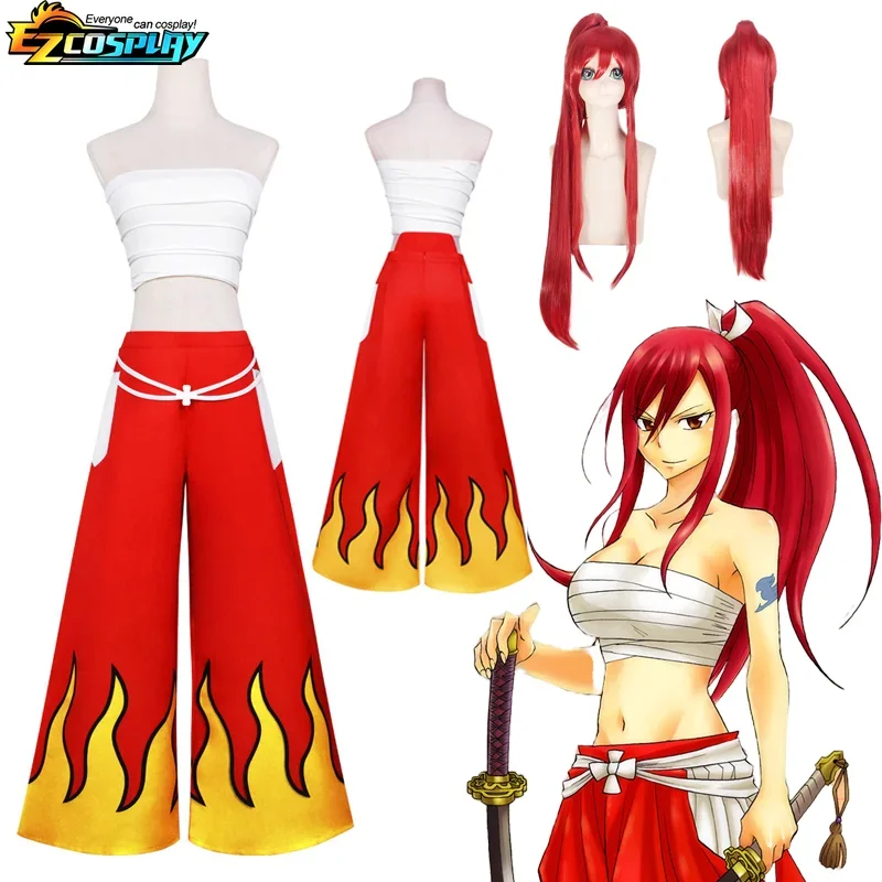 

Gaun Halloween uniseks kostum Cosplay ekor peri Anime kostum Cosplay Scarlet Erza