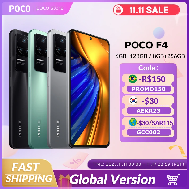 

Global Version POCO F4 5G 6GB 128GB / 8GB 256GB Mobile phone Snapdragon 870 NFC 120Hz 6.67“ AMOLED 64MP Camera OIS 67W 4500mAh