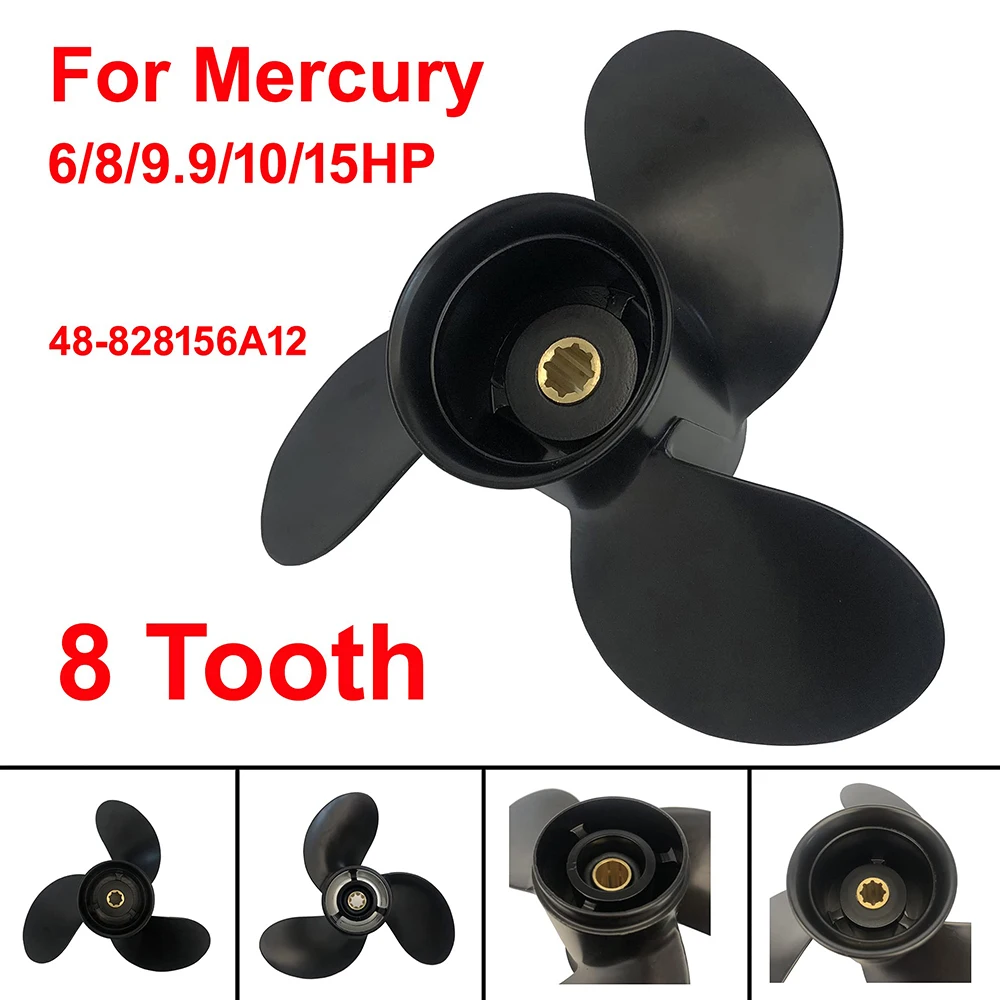 9x 9 Алюминиевый Пропеллер для Mercury подвесного мотора 6HP 8HP 9.9HP 15HP 8 зубьев Spline 48-828156A12