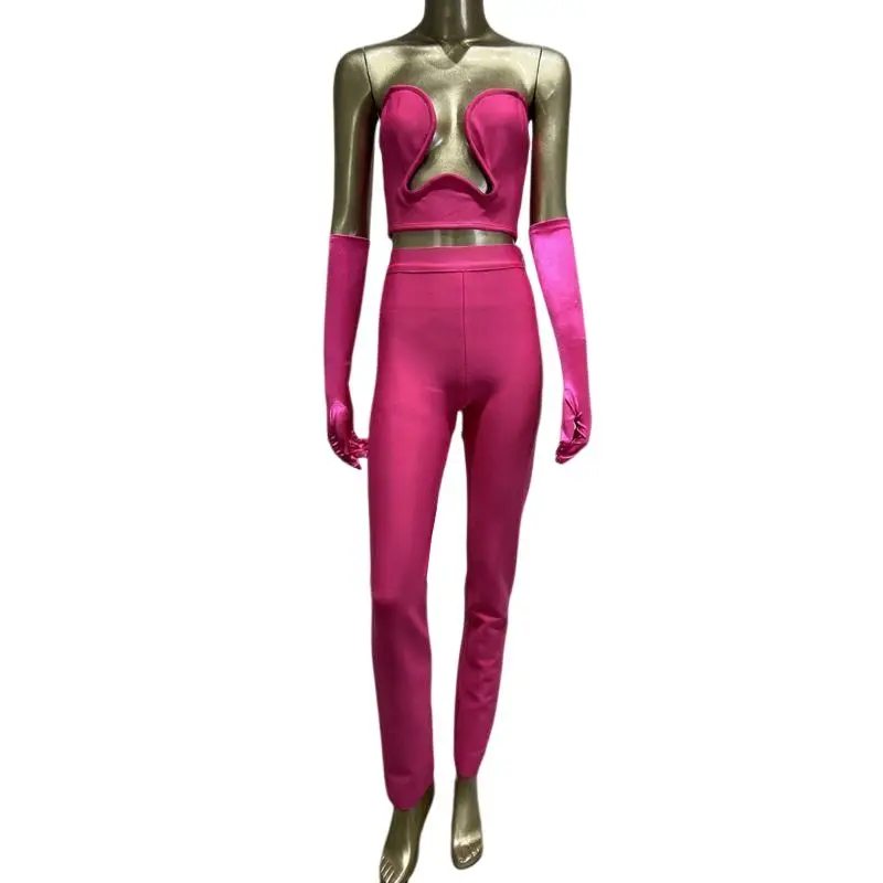 MSMUSI 2024 новый модный женский сексуальный комплект из трех предметов без бретелек