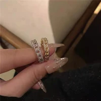 women with drill set zircon twist open ring adjustable small cold wind light luxury fashion and personalitysenior jewelry