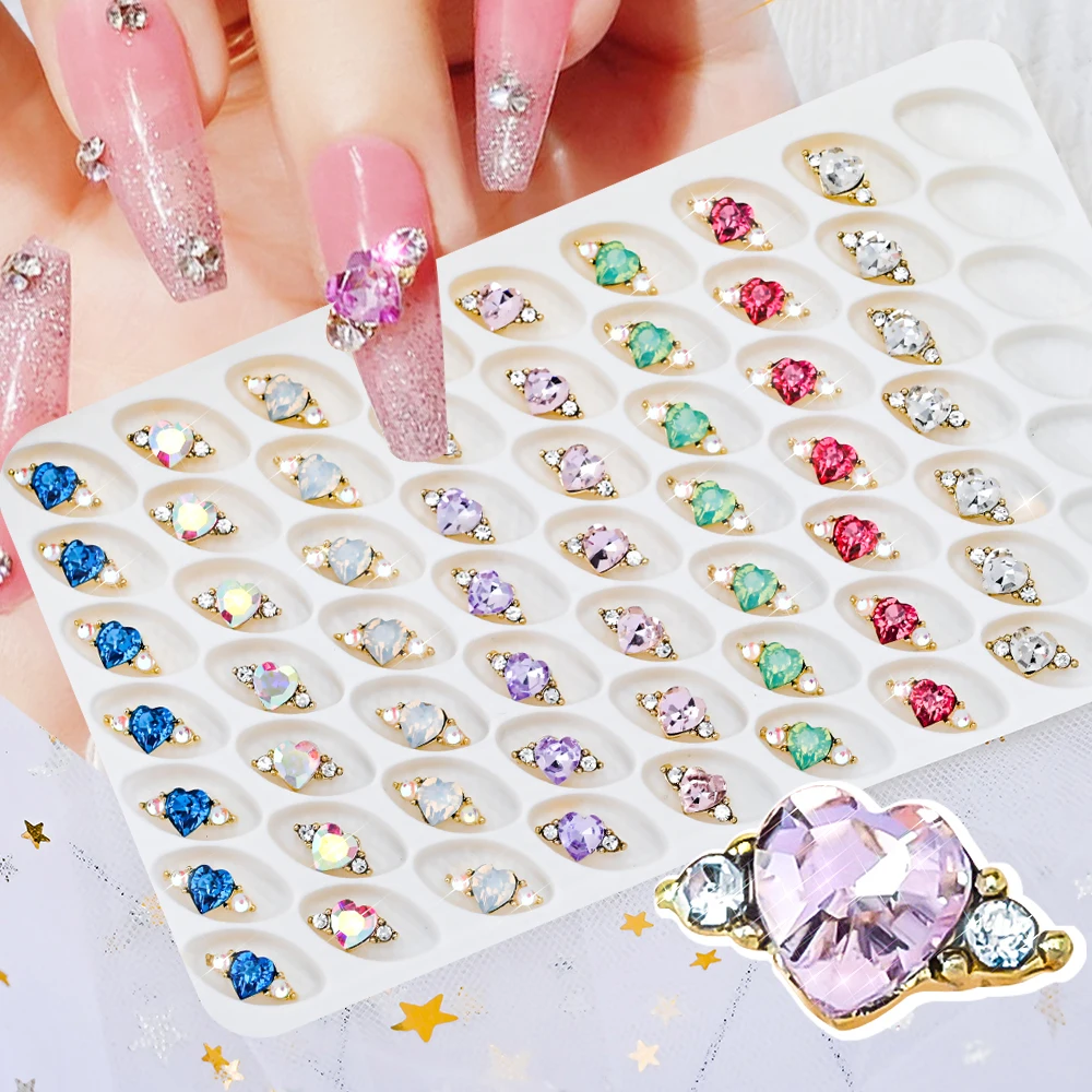 

10 шт 3D сплав для дизайна ногтей Стразы многоцветные кольца в форме сердца алмазные Стеклянные Подвески пресс на ногти роскошные аксессуары для ногтей