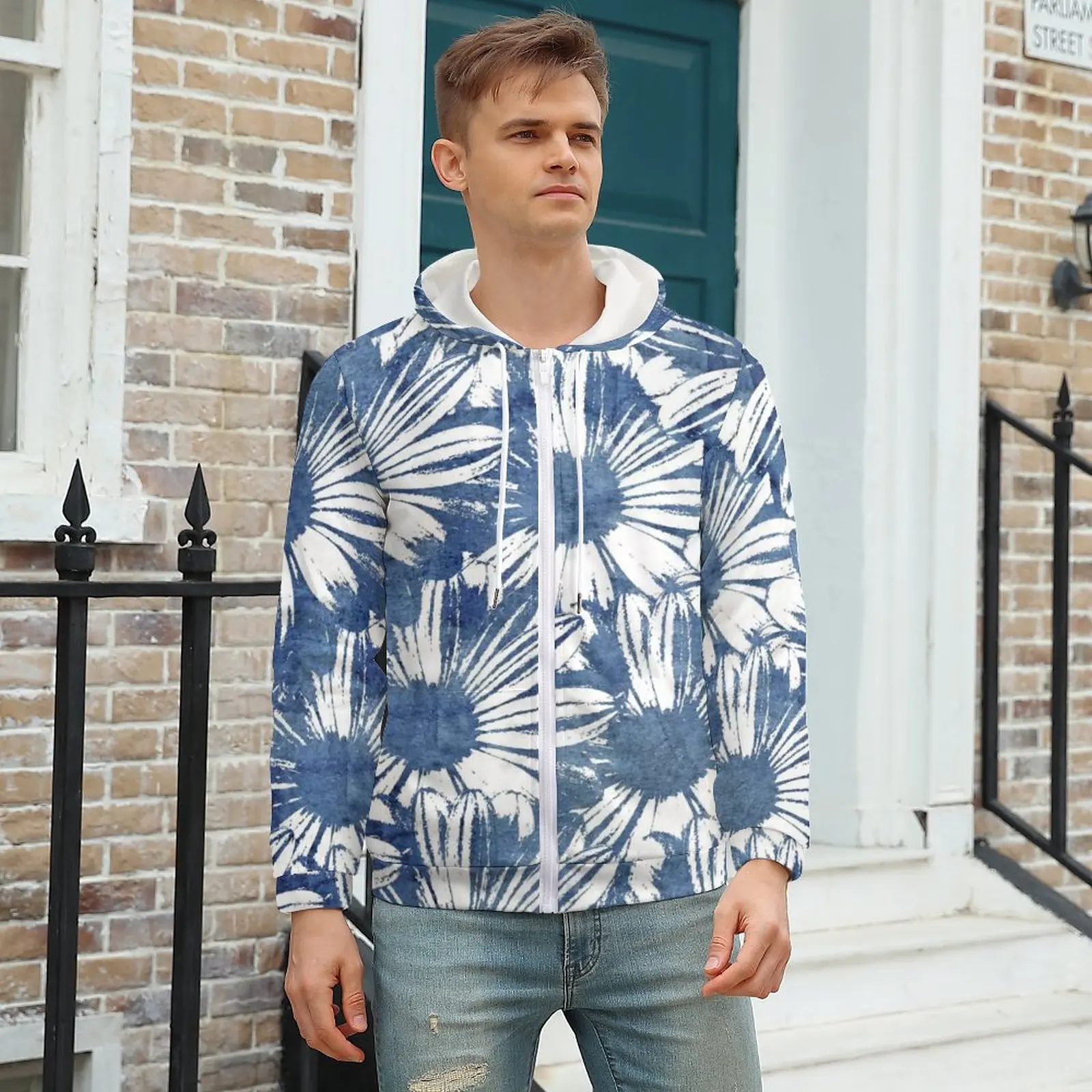 

Watercolor Daisies Hoodies Abstract Floral Print Design Polyester Zip Up Hoodie Fashion Winter Hoodie Oversize