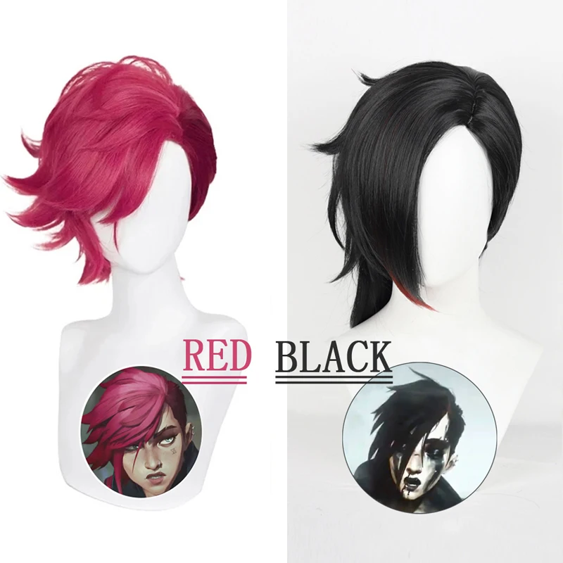 LOL League of Legends Arcane Vi Косплей Парик Zaun Violet Волосы JinX Сестра Для Хэллоуина