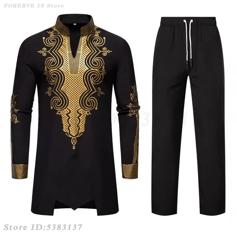 Африканская рубашка с длинными рукавами брючный костюм мусульманская одежда