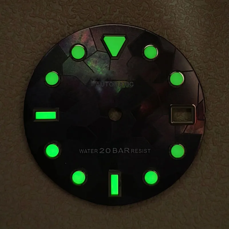 Watch modification splicing shell dial purple black red blue green white C3 green luminous 28.5mm for NH35/36 movement SKX007