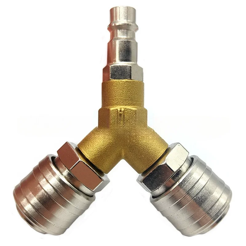 

Набор 1/4, тройник быстрого разъема, медный тройник, никелированный разъем для трахеи, пневматический разъем интерфейса воздушного компрессора