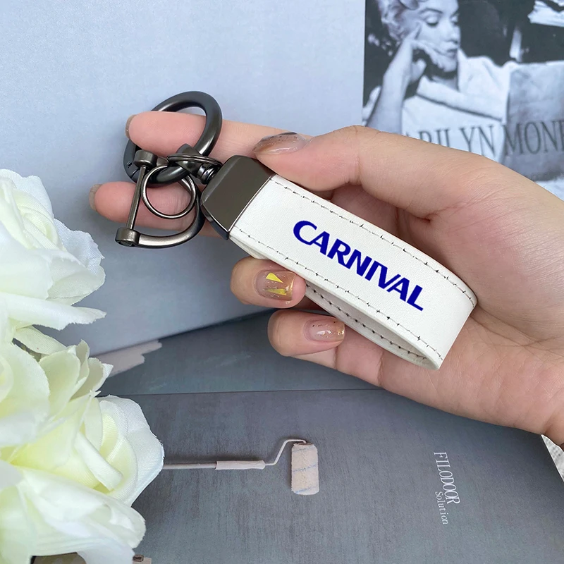 

Top Layer Cowhide Key Chain Car Accessories Custom Logo For KIA CARNIVAL 2021 2022 2023
