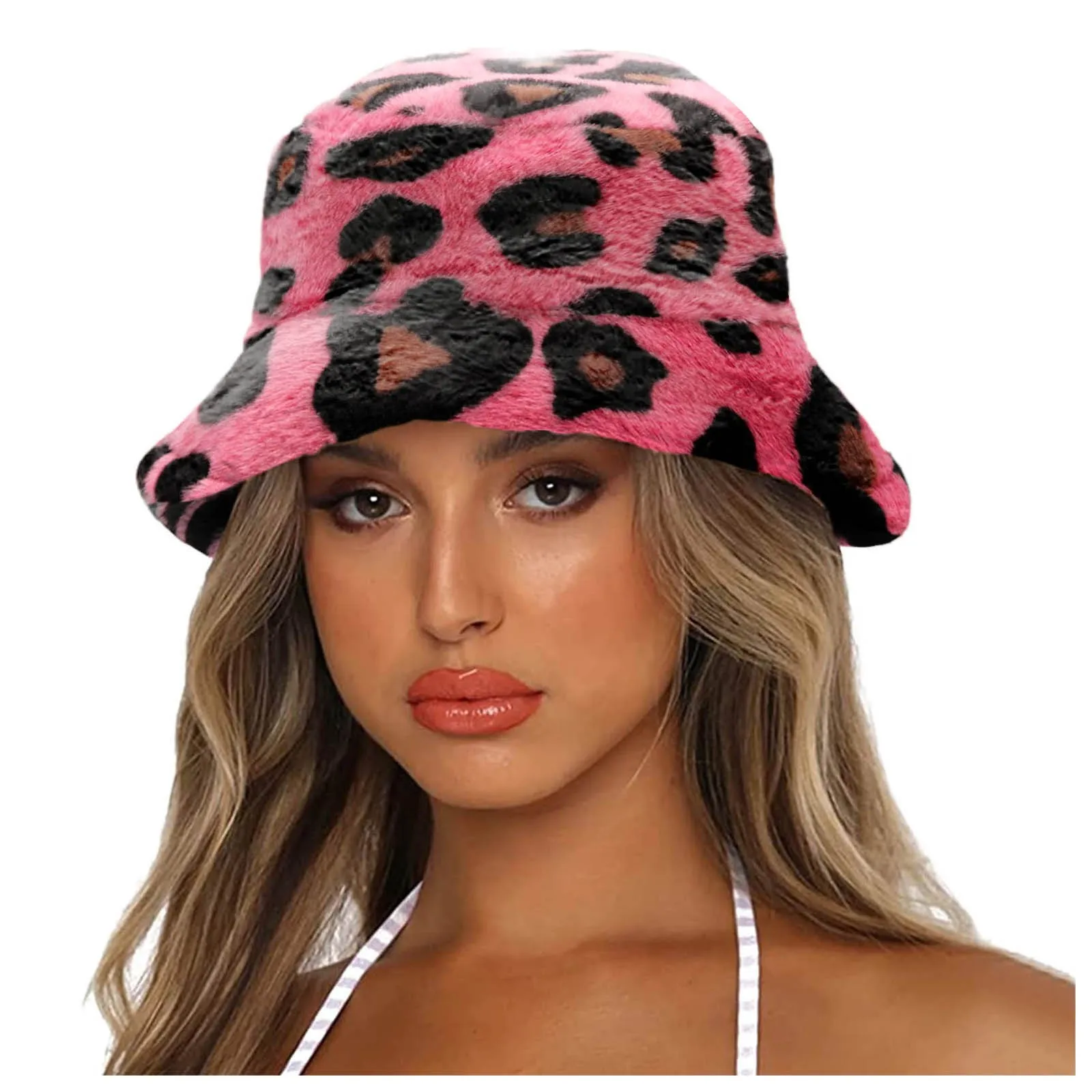 

Men Women Cap Winter Leopard Thick Printed Hat Warm Basin Hat Bucket Bucket For Baseball Caps Vintag Visor Casual Cap