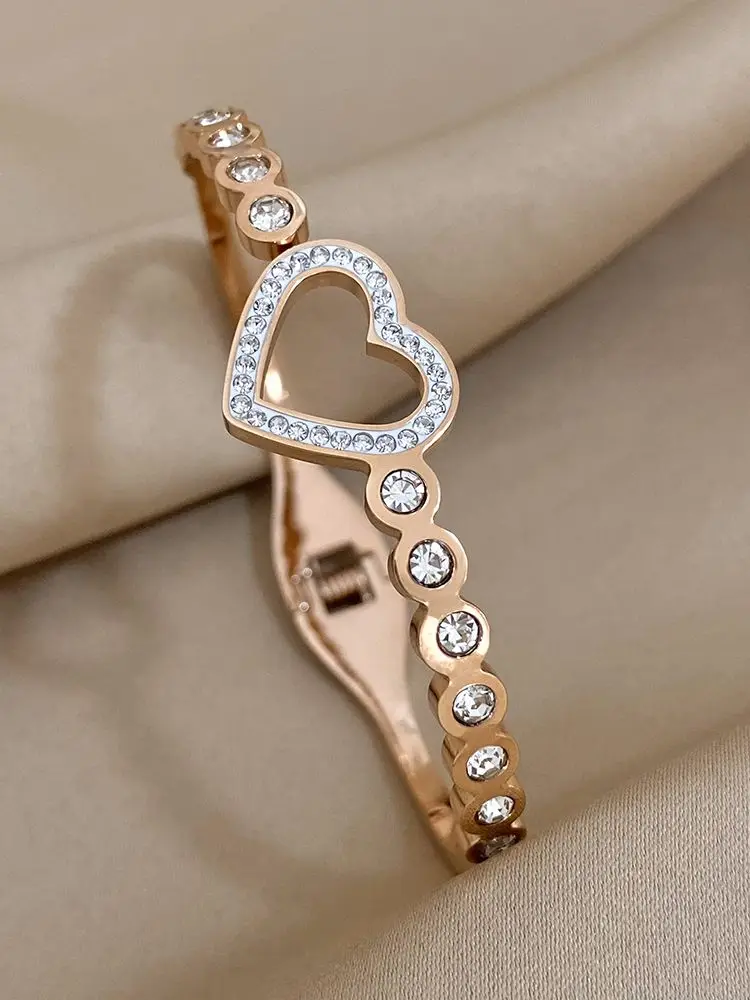 Модный Романтический браслет Flashbuy из нержавеющей стали с полыми сердечками