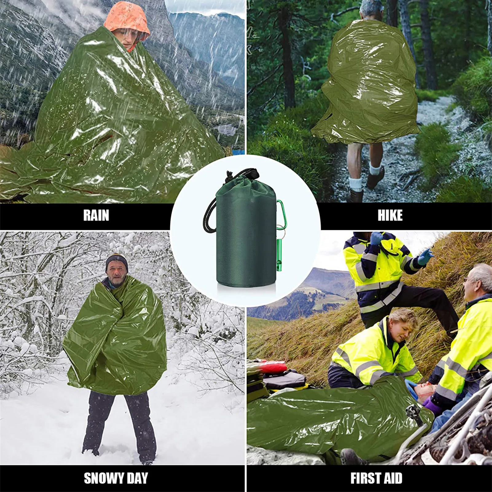 

Emergency Sleeping Bag Ultralight Bivy Sack Waterproof & Reflective Aluminum Survival Gear Blanket To Keep Warm Whistle For