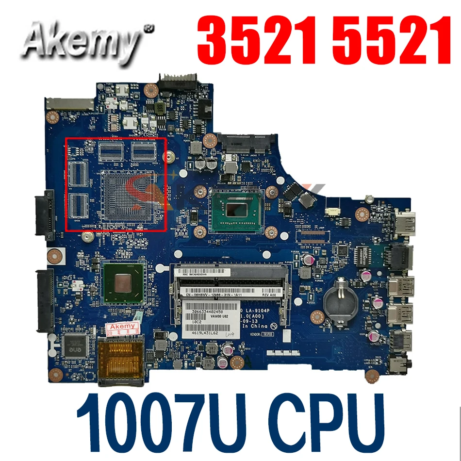 Akemy для DELL 3521 5521 материнская плата портативного компьютера с 1007U Процессор HM76