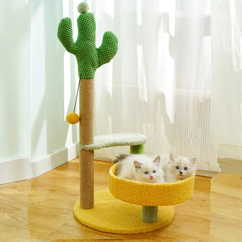 Cat Scratcher Scratch Resistant Cat Tower Stable Scratching Post for Cats Jumping Frame Cactus Cats Climbing Tree Pet Furniture