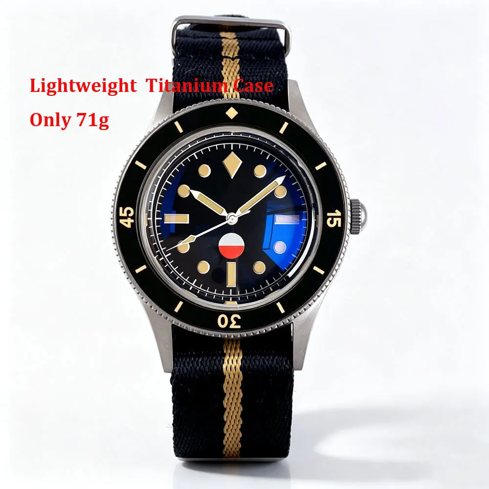 Фото Новые часы Grade 2 Titanium 50-Fathoms Style с японским механизмом NH35/MIYOTA 8215, сапфировым стеклом Bubble AR, винтажные, водонепроницаемость 20ATM, светящиеся стрелки. №2