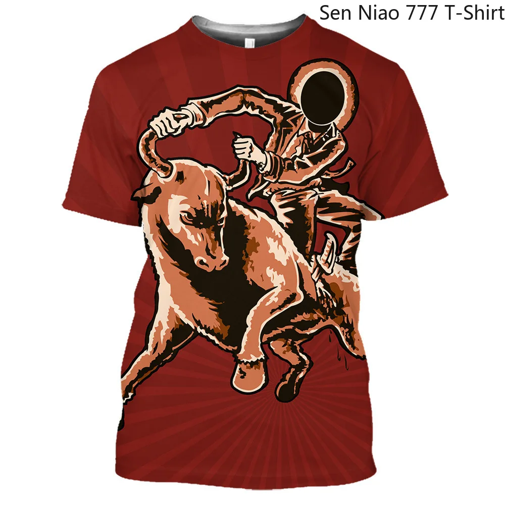 

Spanish Arena Bullfighting 3D Printing T-shirt Animal Round Neck Punk Oversized Short Sleeve Loose and Comfortable Tees