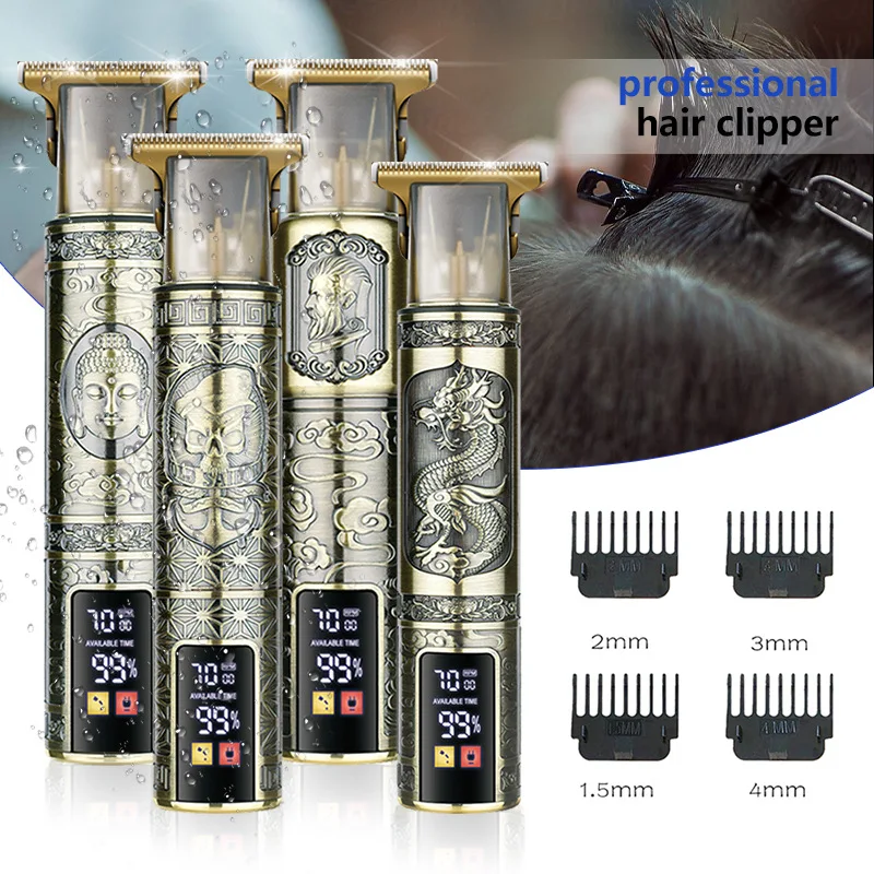 

2022 Vintage T9 0MM Electric Cordless Hair Cutting Machine Professional Hair Barber Trimmer For Men Clipper Shaver Beard Lighter