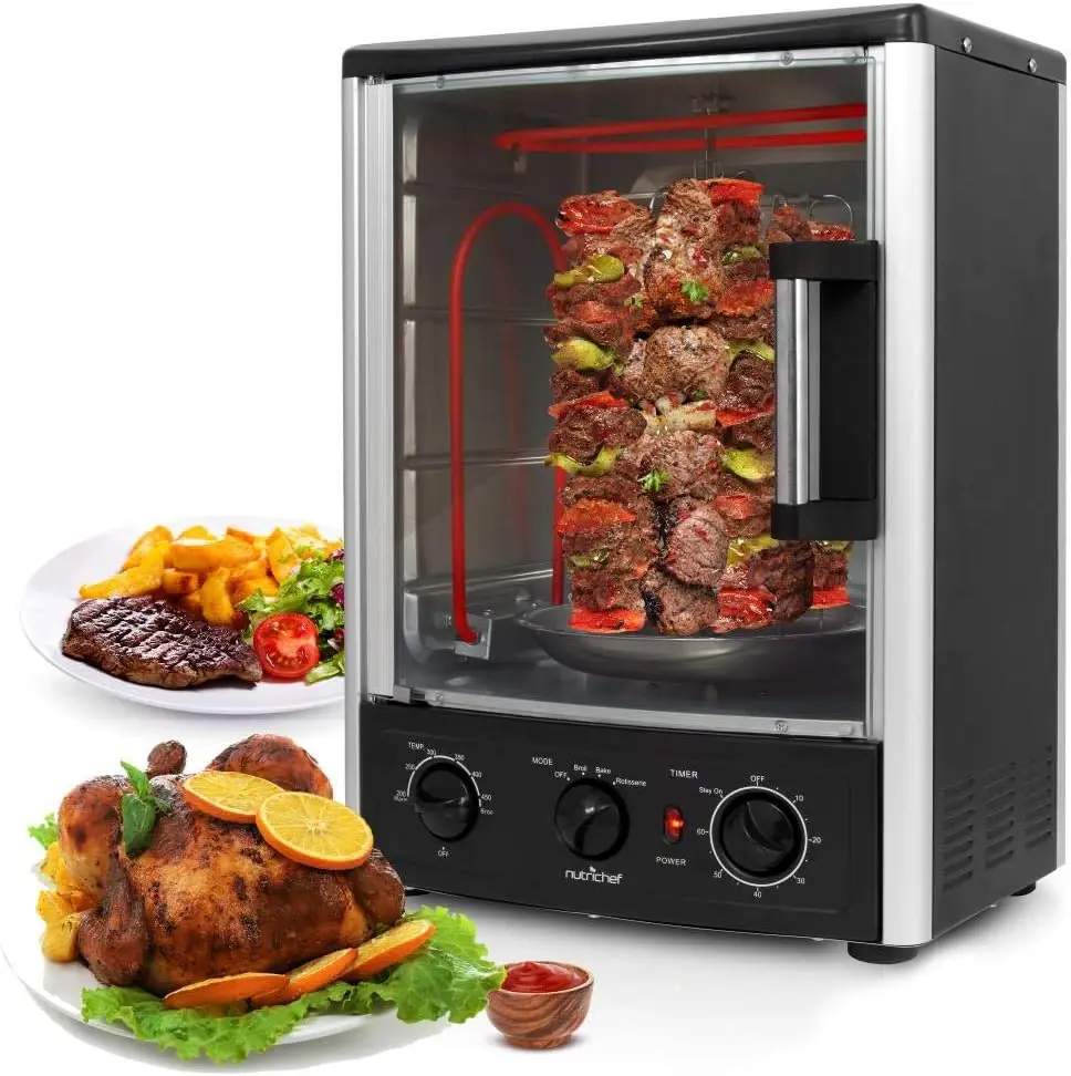 

Multi-Function Rotisserie Oven - Vertical Countertop Oven with Bake, Turkey Thanksgiving, Broil Roasting Kebab with Adjustable