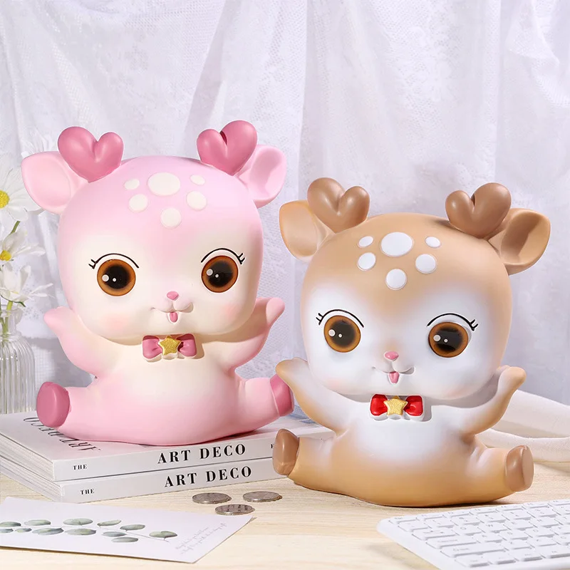 

Pink Girl Heart Deer Piggy Bank Children Coin Piggy Bank Desktop Decoration Large Ornament Creative Birthday Gift