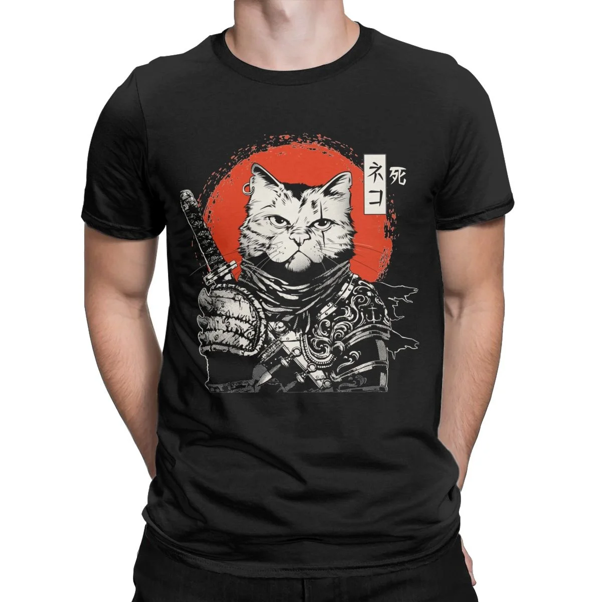 

Catana Of Death Cool 100% Cotton Tees Short Sleeve Catana Cats Samurai Tattoo Yakuza Katana Japanese T Shirt O Neck Tops 6XL