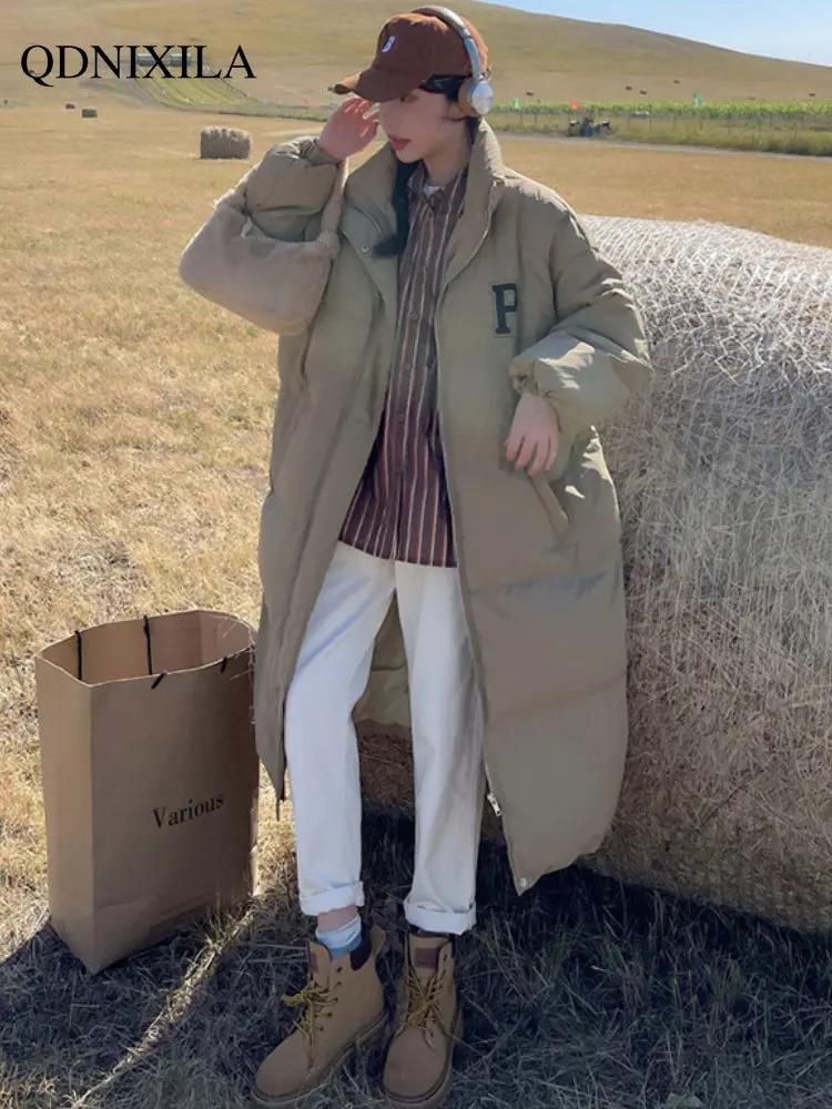 Down Jacket Female Winter 2022 Female Clothing Coat Medium Length Korean Style Loose  Long Down Jacket Women's Winter Jacket