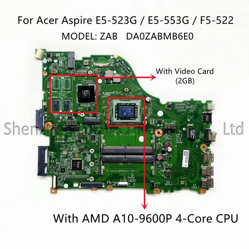     Acer Aspire F5-522 E5-523G E5-553 E5-553G DA0ZABMB6E0  A10-9600P 2GB-GPU NBGEQ11003 100%  
