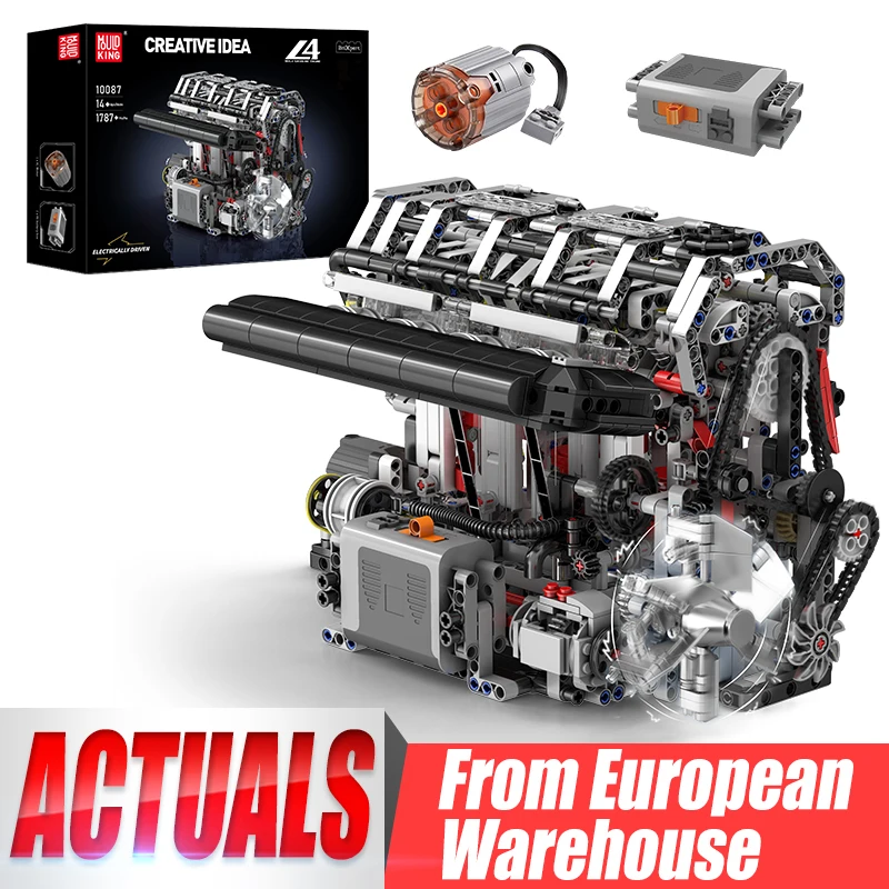 MOLD KING 10087 серия креативных идей модель бензинового двигателя L4 с электроприводом