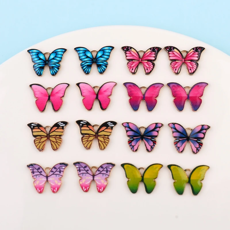 Ful Dripping Oil Butterfly Charms Pendant For Diy Jewelry Making Animal Ear Necklace Keychain Hair Findings