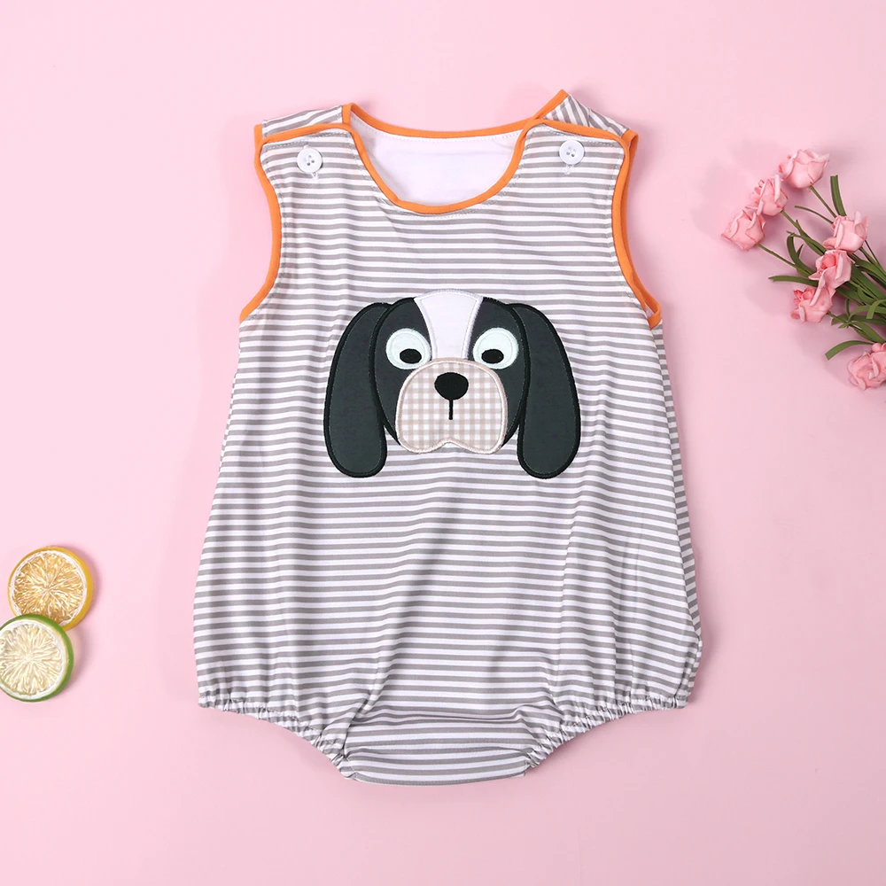 

Комбинезон для новорожденных мальчиков комбинезон в коричневую полоску летний хлопковый Детский комбинезон с вышивкой для щенков пузырьковый комплект на День Матери детский