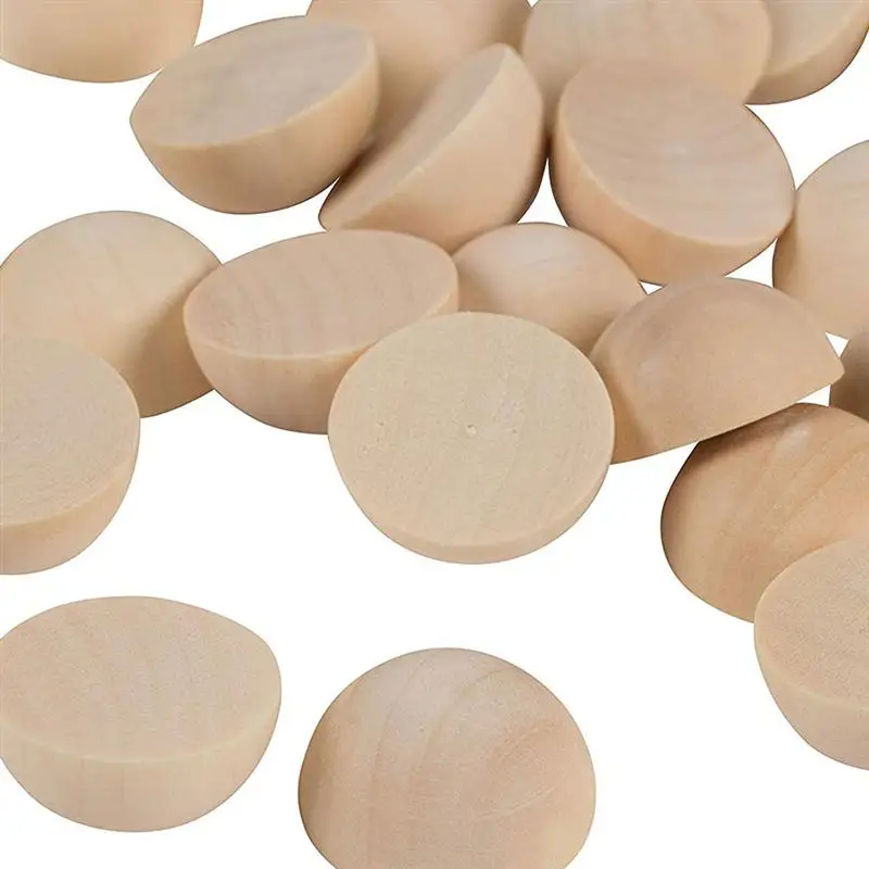 

30/40/50/100/200pcs Unfinished Half Wooden Balls Mini Hemisphere Half Craft Balls for DIY Projects Kids Arts and Craft Supplies