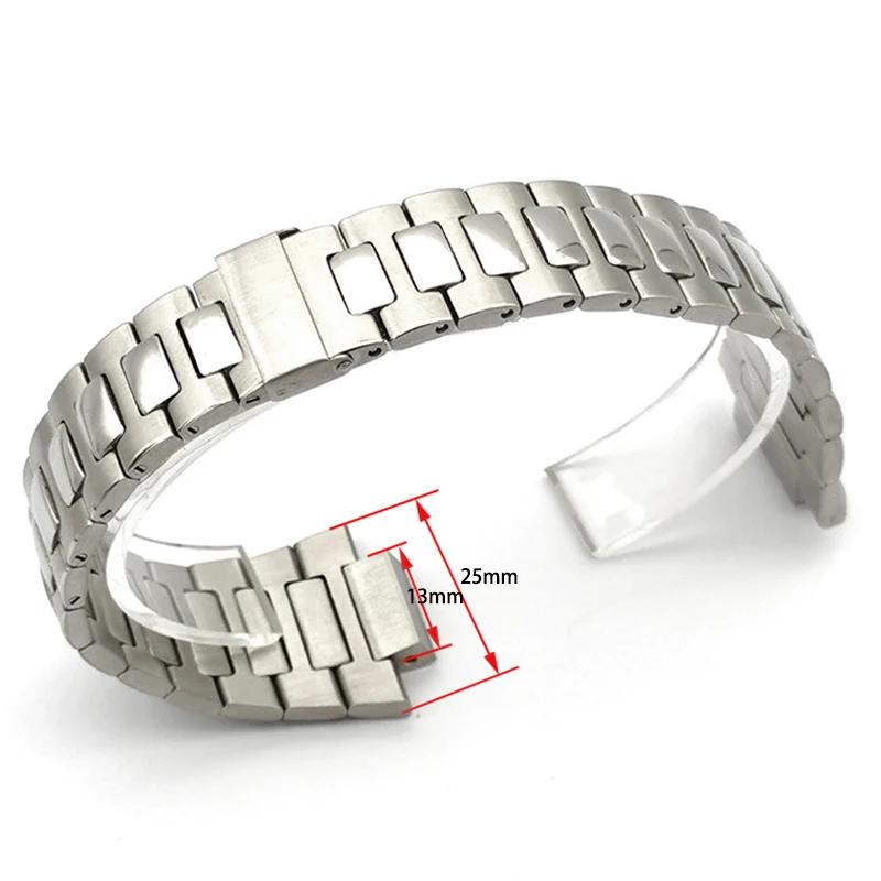 

Ремешок для часов из нержавеющей стали, цельнометаллический браслет 25 х1, 3 мм, выпуклая часть 13 х25 мм, три бусины 25 мм