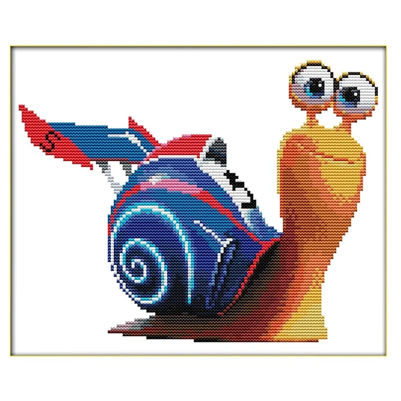 

Printed Cross Stitch Kits Embroidery Counted Cross Stitch Kit for Adult,Embroidery Needlepoint Starter Kits -Snail
