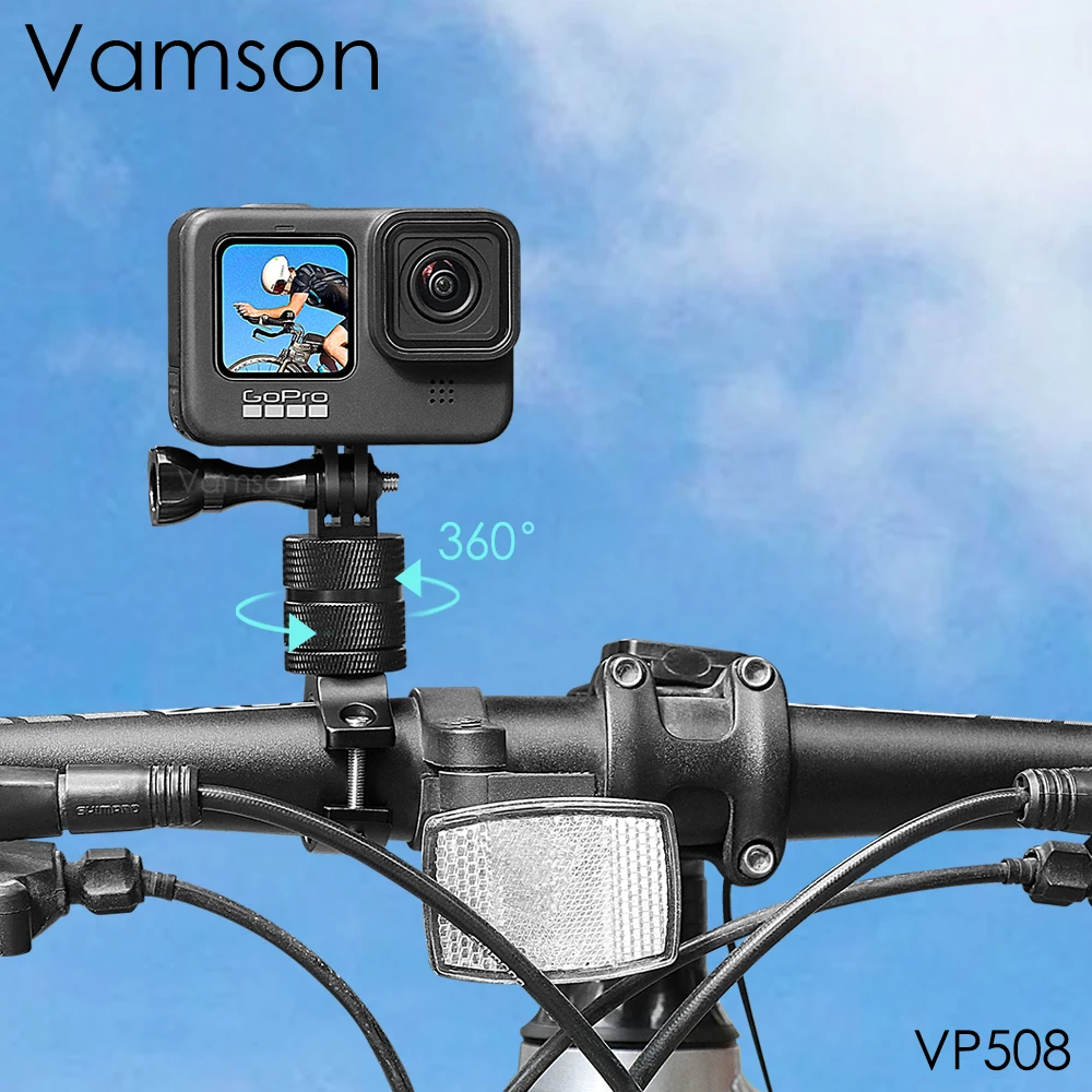 

Vamson 360 Swivel Cycling Holder Handlebar Adapter for GoPro 10 9 Bike Bracket Accessories for DJI OSMO Insta360 for Smart phone