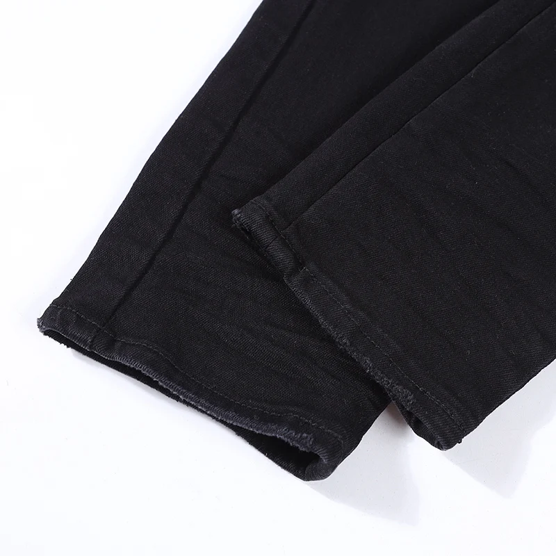 Street Fashion Men Jeans High Quality Black Elastic Stretch Skinny Fit Ripped Jeans Men Patched Designer Hip Hop Brand Pants