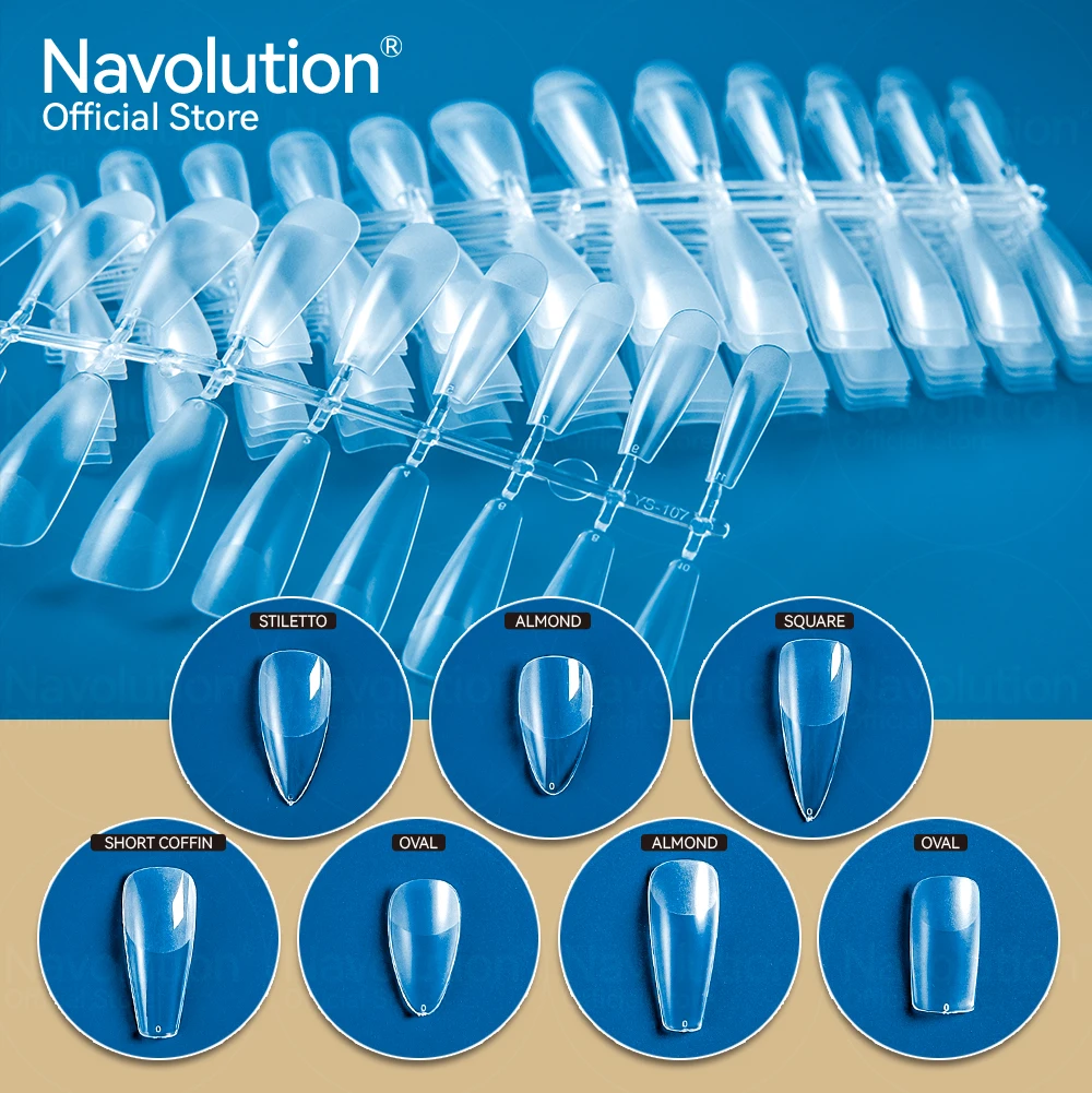 

NAVOLUTION 120Pcs False Nails Acrylic False Nails Coffin Artificial Nails Transparent/Semi-matte False Nails For Extension