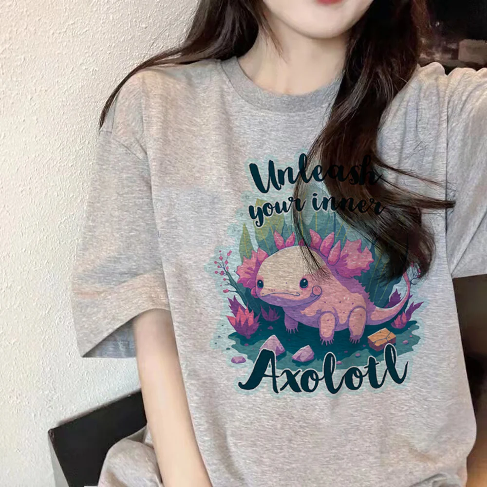 

Axolotl t shirt women harajuku Y2K funny Tee female designer 2000s manga clothes
