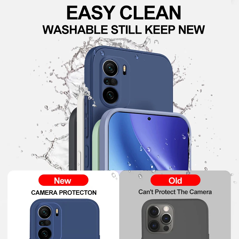 Квадратный чехол из жидкого силикона для телефона Xiaomi Redmi Note 8 9 9S 10 Pro Max Poco F3 GT X3 NFC M3 M4, мягкий и тонкий.