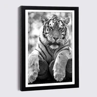 wooden canvas frame 15x21 21x29 7 tiger elephant wild landscape poster with photo frame nordic black white wall art decor